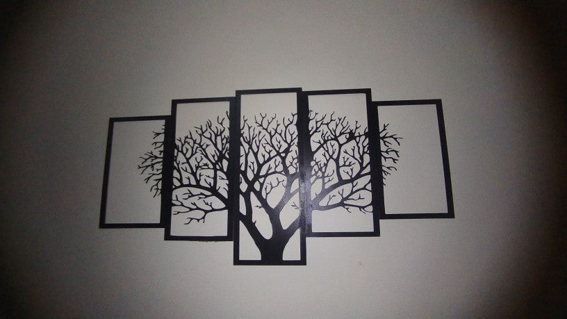 Vintage 5 Frames Tree Wooden Wall Decor Ideas.