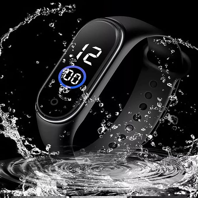 Pack of 2 Black Digital Square Wrist Watch LED Display.