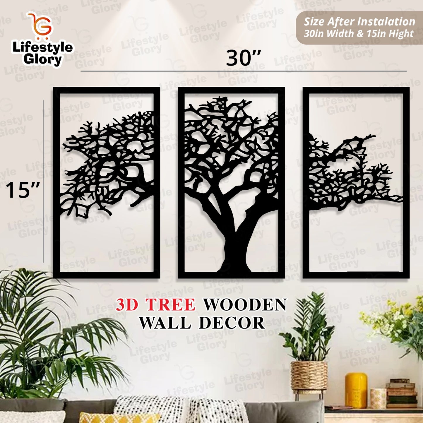 Vintage 5 Frames Tree Wooden Wall Decor Ideas.