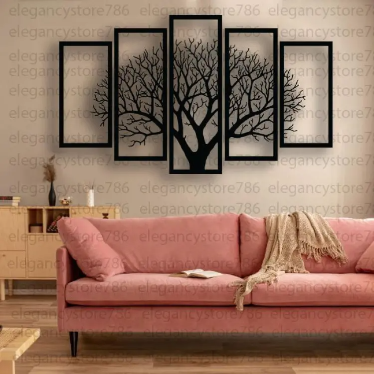 Vintage 5 Frames Tree Wooden Wall Decor Ideas.
