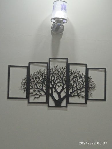Vintage 5 Frames Tree Wooden Wall Decor Ideas.
