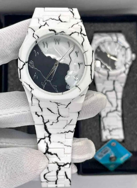 Latest Aura Design Aura Watch – White & Black Marble Color.