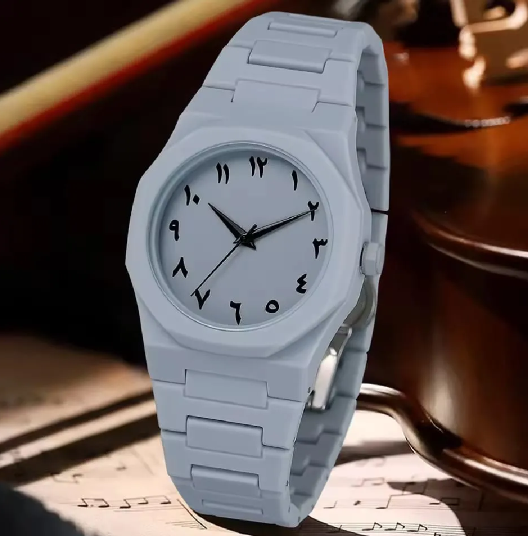 Arabic White Aura Watch  for Men Boys| Marble Textured 2025.