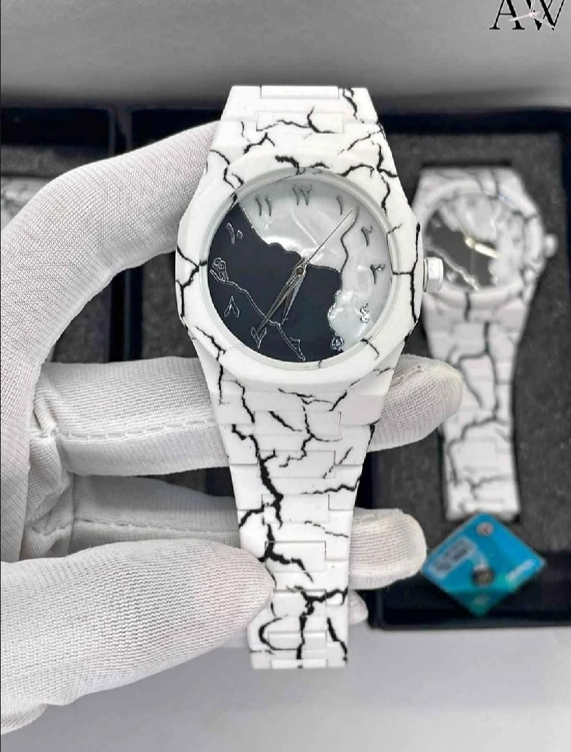 Latest Aura Design Aura Watch – White & Black Marble Color.