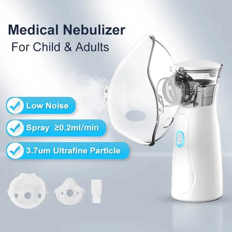 Mesh Portable Nebulizer Machine with Adult & Kids Mask.
