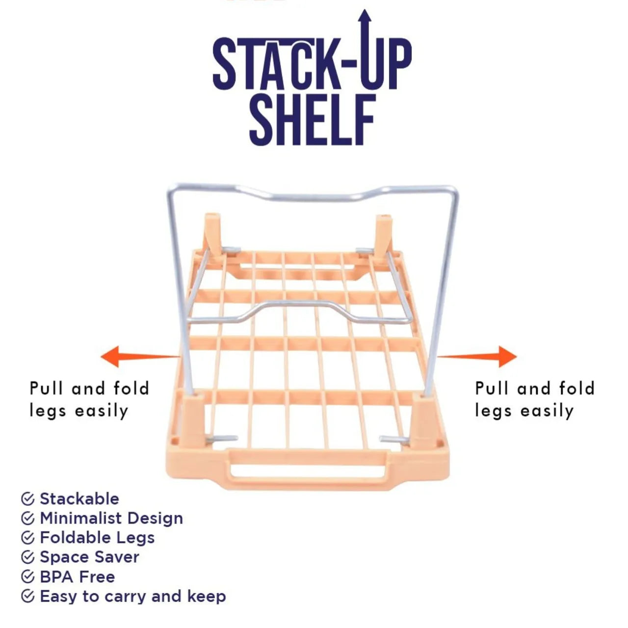 1 Piece Stack up shelf, Folding Kitchen Organizer Cabinet Shelves