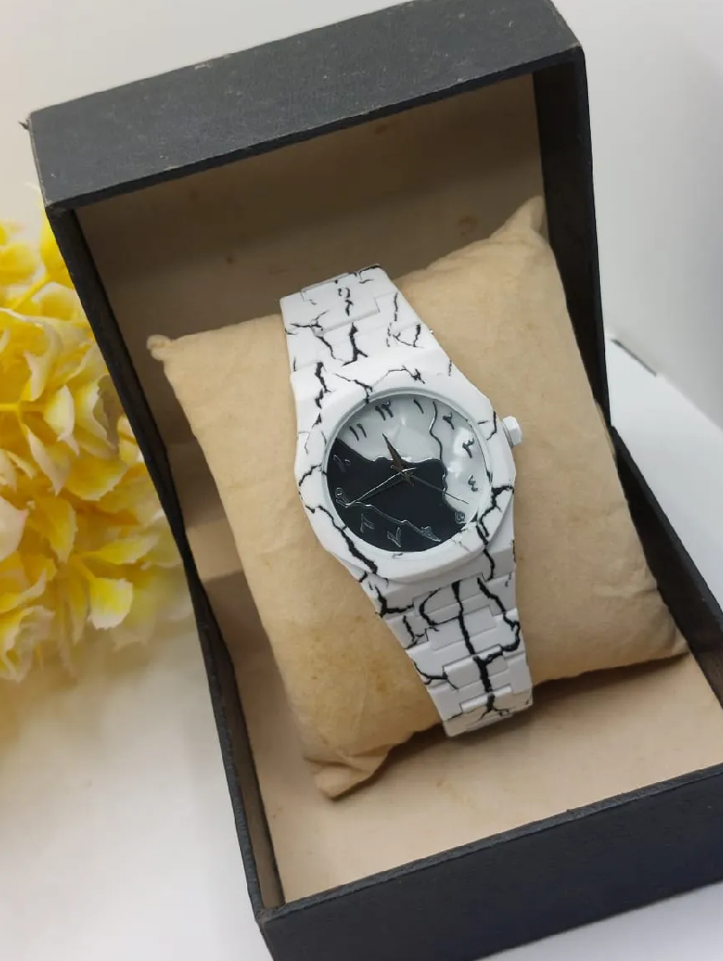 Latest Aura Design Aura Watch – White & Black Marble Color.