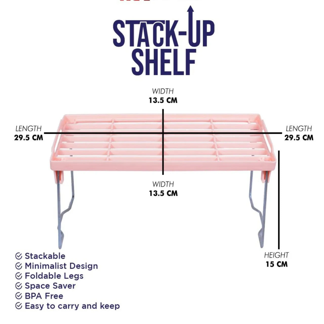 1 Piece Stack up shelf, Folding Kitchen Organizer Cabinet Shelves
