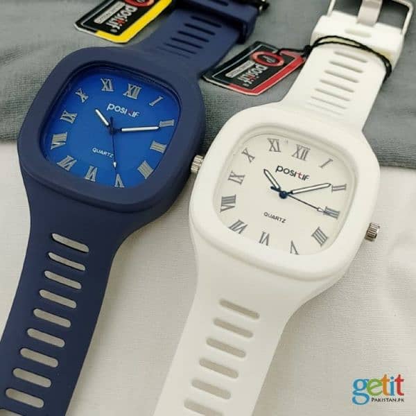 Pack of 2 Stylish Square Dial Smooth Silicon Straps Casual Watch.