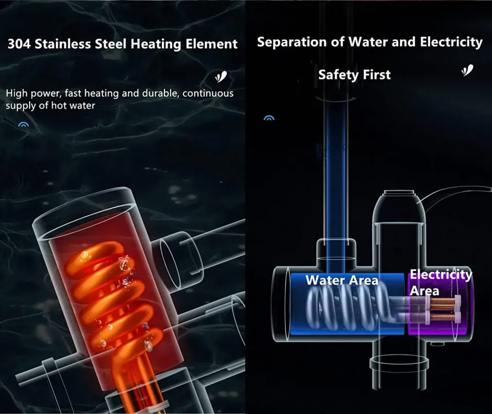 Instant Hot Water Tap Electric Geyser faucet use for Bathroom & Kitchen Basin.