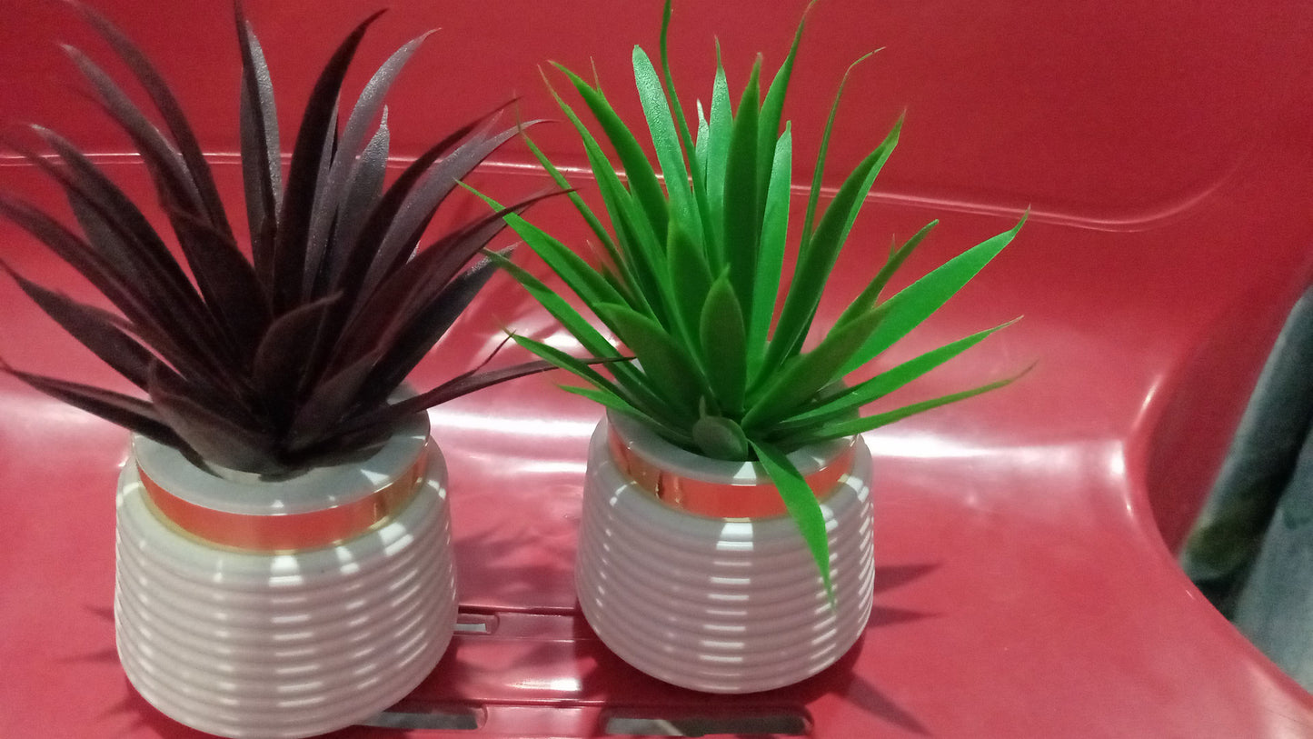 Pack of 2 Premium Mini Artificial Plants for Home & Office Decor