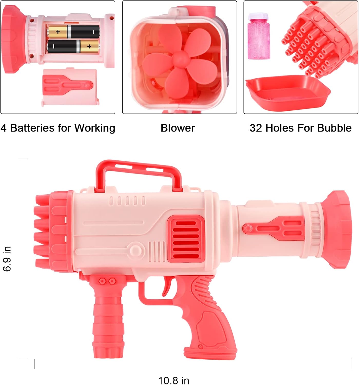 Bazooka Bubble Machine, 36 Holes Automatic and Manual Bubble Maker Kids.