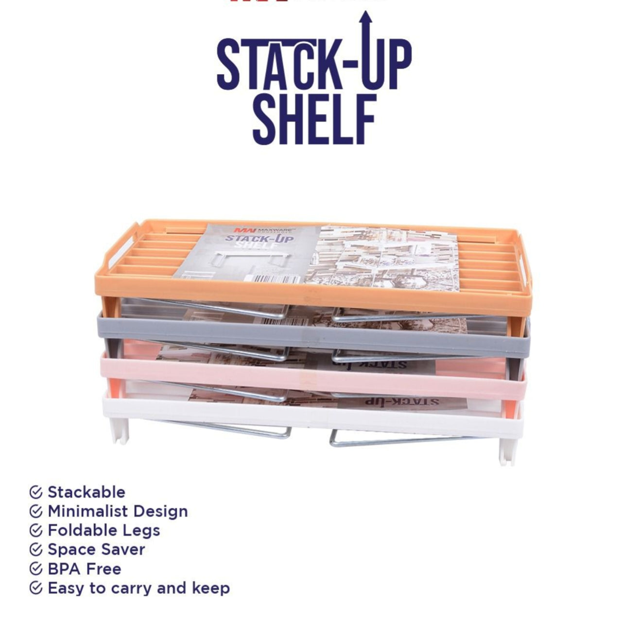 1 Piece Stack up shelf, Folding Kitchen Organizer Cabinet Shelves