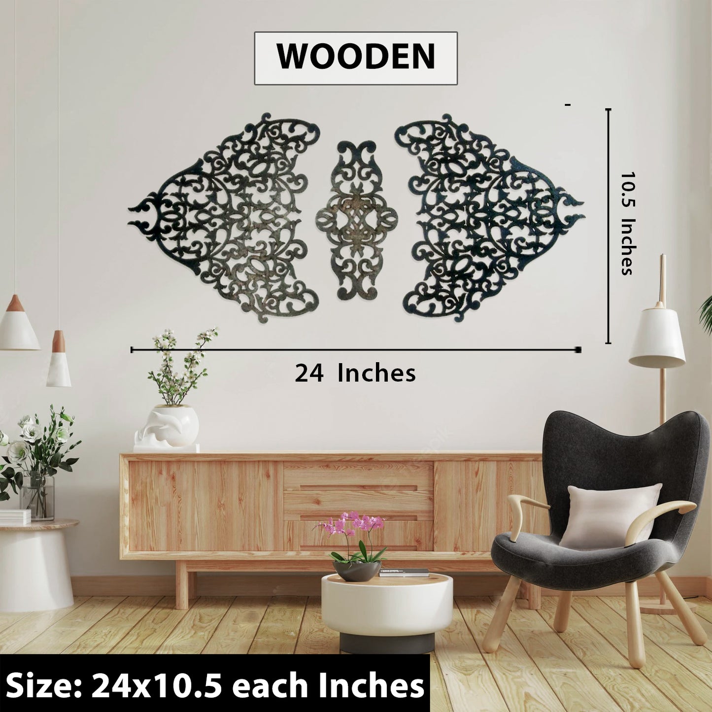 Muslim Wall Art Set Of 4 Sabr, Shukr, Dua And Tawakkul Wooden wall decor