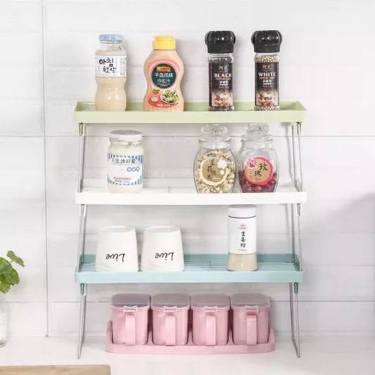 1 Piece Stack up shelf, Folding Kitchen Organizer Cabinet Shelves